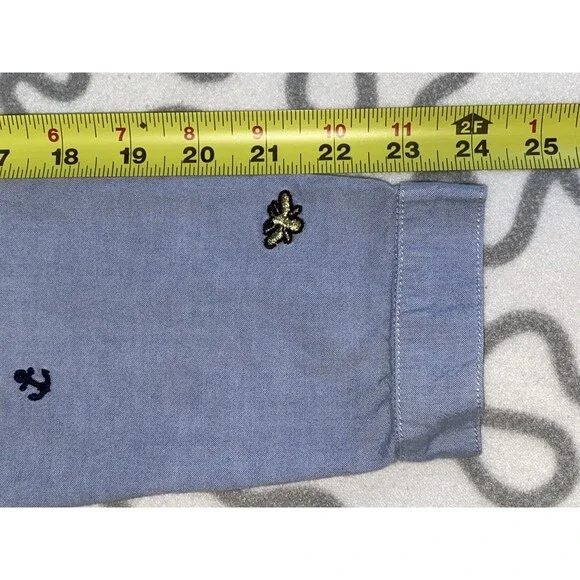 Superdry Womens Long Sleeve Shirt L Madison Blue Embroidered Denim Button - Picture 8 of 11